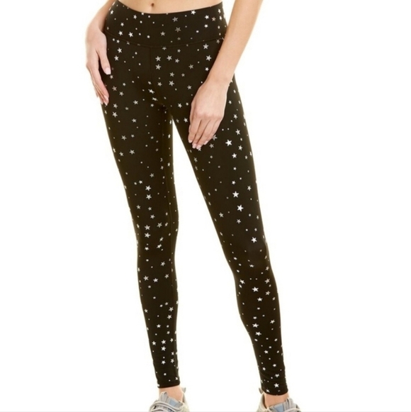 Terez - Black Silver  Mini Star Foil UpLift Leggings - Size XLarge EUC - Picture 2 of 11